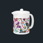 Colorful Retro Butterfly's And Flowers Pattern Teapot<br><div class="desc">Cool colorful retro butterflies and flowers pattern</div>