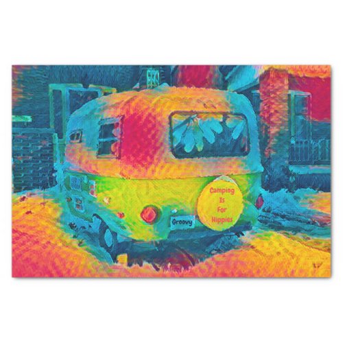 Colorful Retro Camping Is For Hippies Groovy Art Tissue Paper