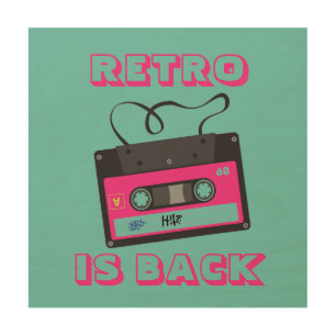 Colorful Retro Cassette Tape 80's Groovy Music Wood Wall Art