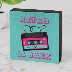 Colorful Retro Cassette Tape 80's Groovy Music Wooden Box Sign