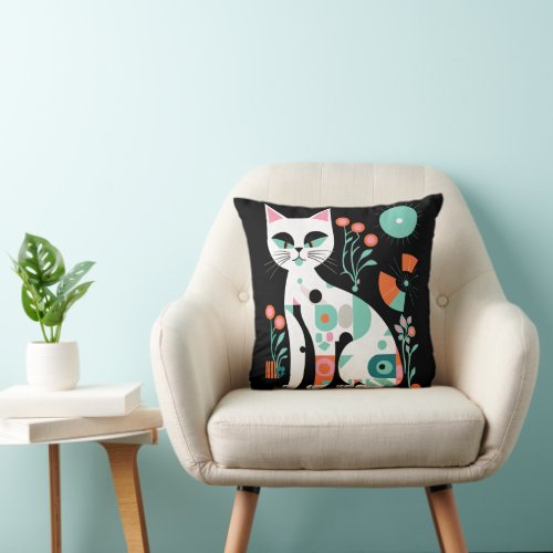 Colorful Retro Cat Pillow