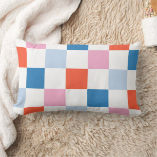 Colorful Retro Checkerboard Lumbar Pillow