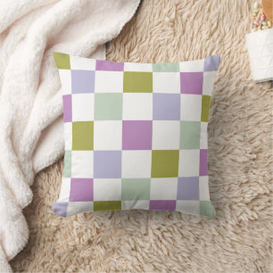 Colorful Retro Checkerboard Throw Pillow