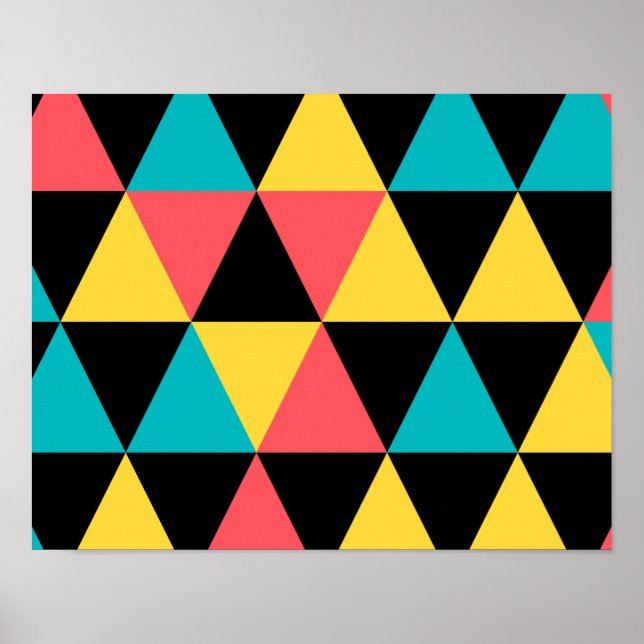 Colorful, retro cheerful geometric graphic pattern poster (Front)