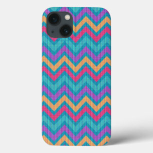 Colorful Retro Chevron Blue Pink Orange Purple iPhone 13 Case
