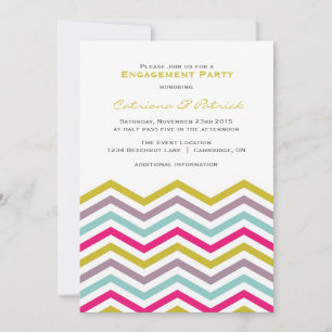 Colorful Retro Chevron Engagement Party Invitation