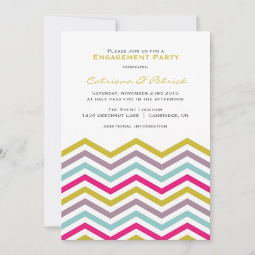 Colorful Retro Chevron Engagement Party Invitation