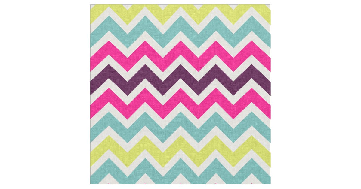 Colorful Retro Chevron Pattern Fabric Zazzle