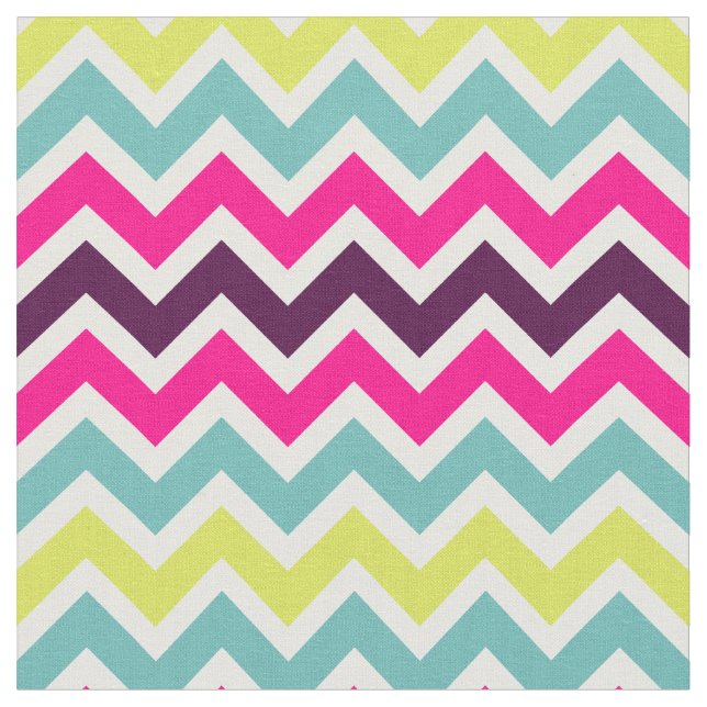Colorful Retro Chevron Pattern Fabric (Close Up)