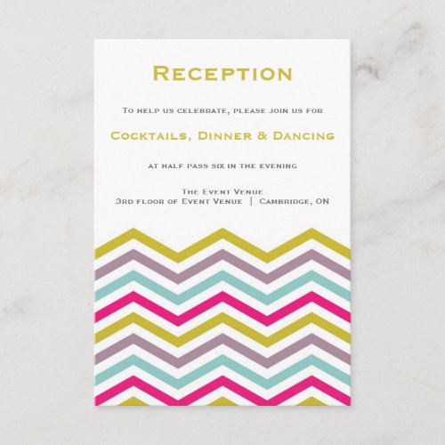 Colorful Retro Chevron Pattern Reception Card