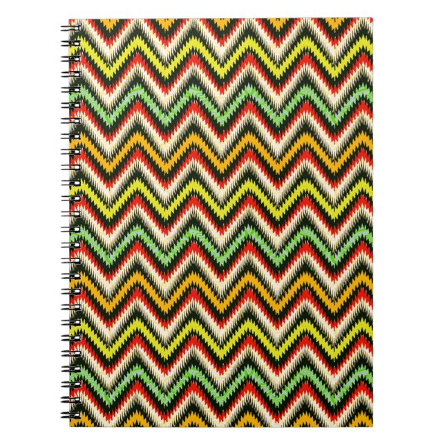 Colorful Retro Chevron Pattern Warm Tones Notebook (Front)