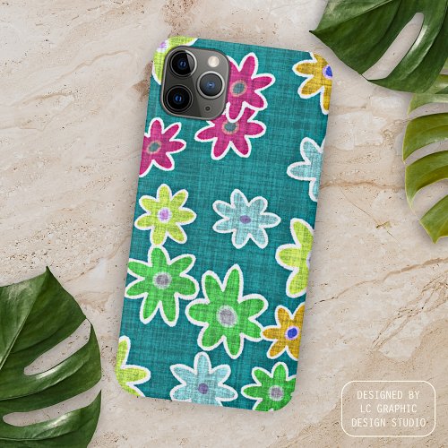 Colorful Retro Chic Bohemian Floral Art Pattern iPhone 15 Pro Max Case