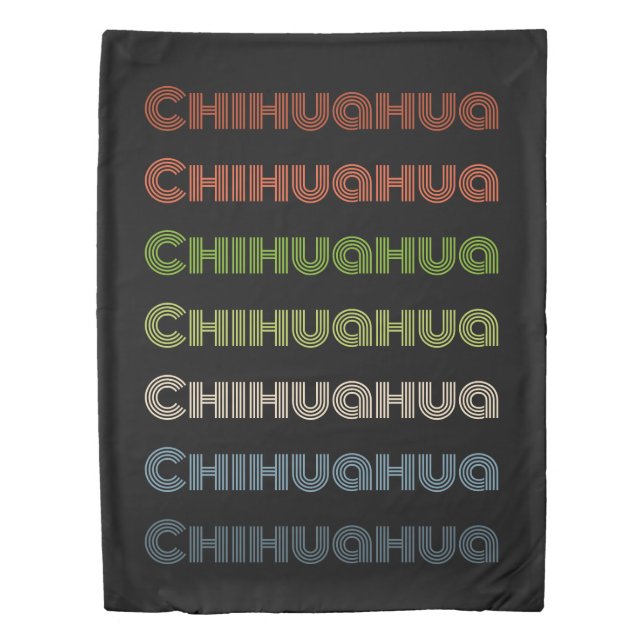 Colorful Retro "Chihuahua" Duvet Cover (Front)