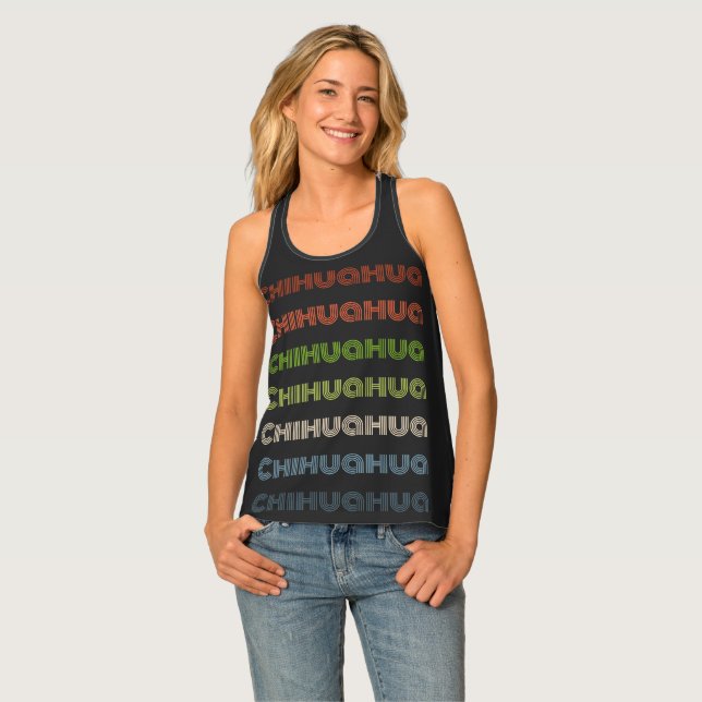 Colorful Retro Chihuahua Tank Top (Front Full)