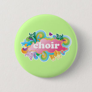 Colorful Retro Choir Design Gift Pinback Button