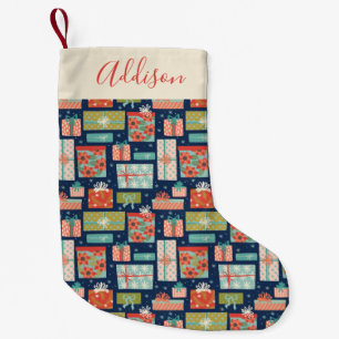 Colorful Retro Christmas Gift Box Small Christmas Stocking
