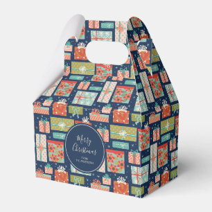 Colorful Retro Christmas Gift Holiday Favor Boxes
