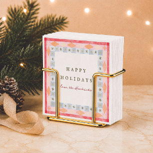 Colorful Retro Christmas Happy Holidays Napkins