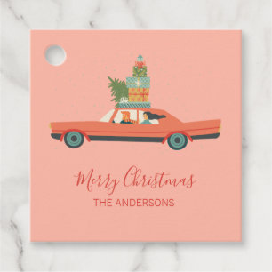 Colorful Retro Christmas Holiday Car Favor Tags