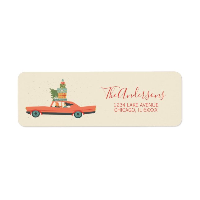 Colorful Retro Christmas Holiday Car Label (Front)