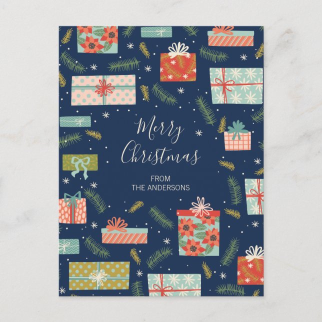 Colorful Retro Christmas Holiday Postcard (Front)