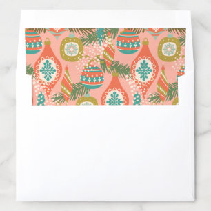 Colorful Retro Christmas Ornaments Envelope Liner