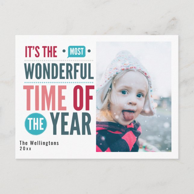 Colorful Retro Christmas Quote Photo Holiday Postcard (Front)