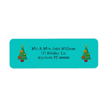 Colorful Retro Christmas Tree Address Labels by sfcount at Zazzle
