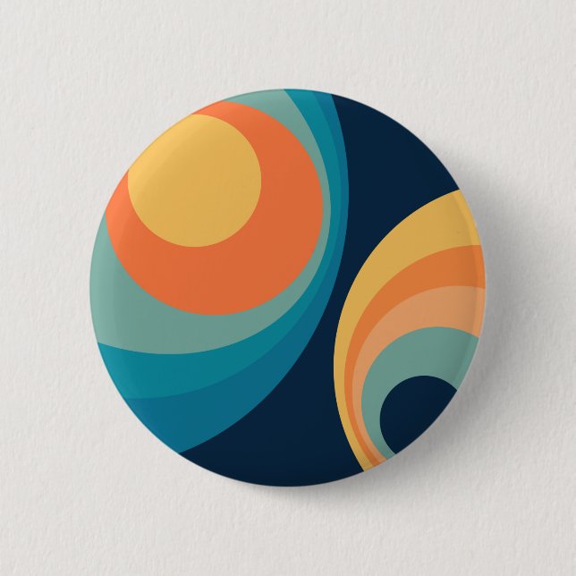 Colorful retro circles design button (Front)