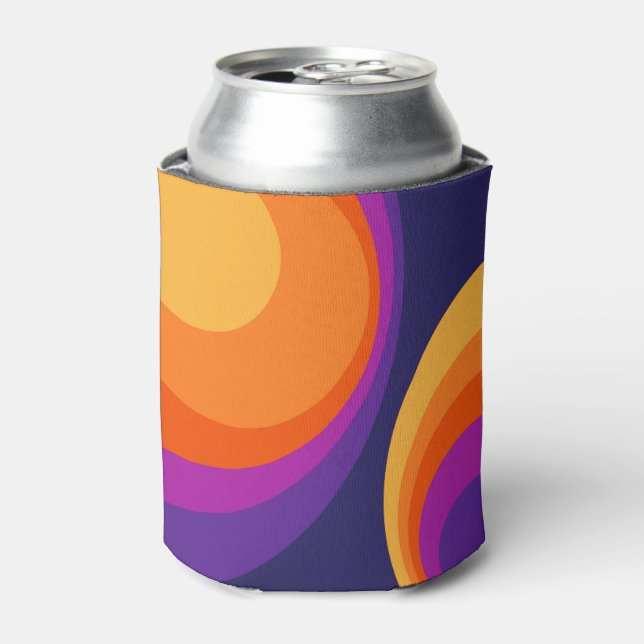 Colorful retro circles design  can cooler (Can Front)