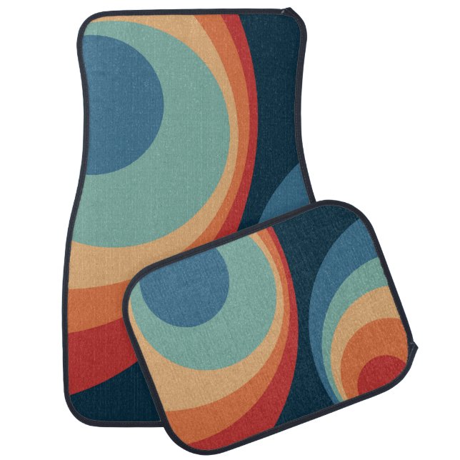 Colorful retro circles design car floor mat (Set)