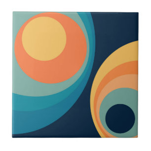 Colorful retro circles design ceramic tile