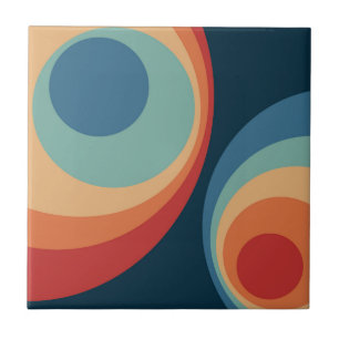 Colorful retro circles design ceramic tile