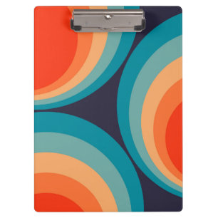 Colorful retro circles design clipboard