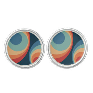 Colorful retro circles design cufflinks