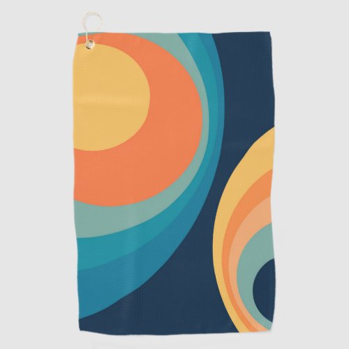 Colorful retro circles design golf towel
