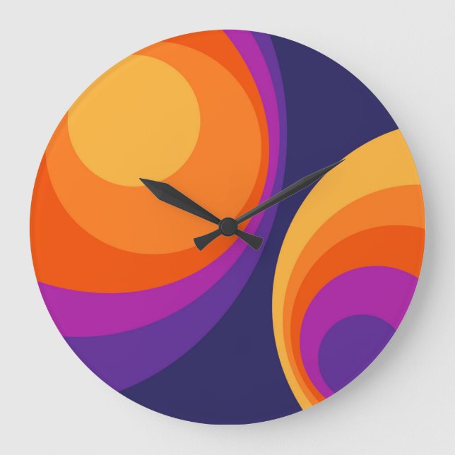 Colorful retro circles design  large clock (Front)