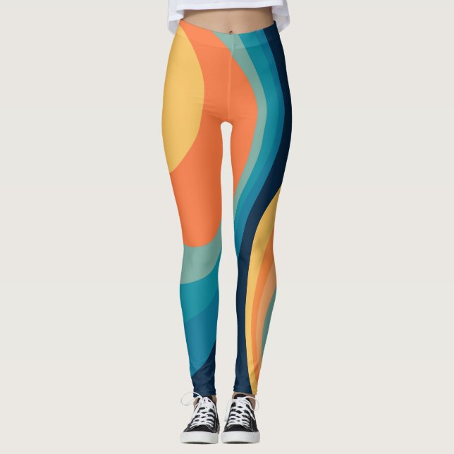 Colorful retro circles design leggings (Front)