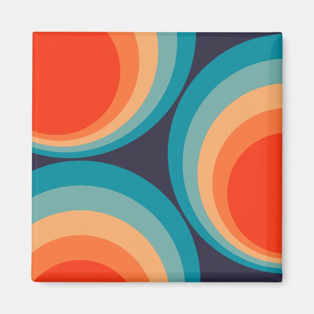 Colorful retro circles design magnet (Front)