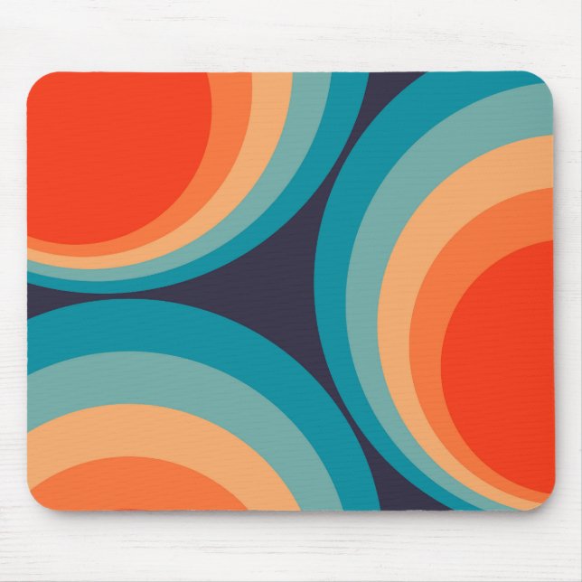 Colorful retro circles design mouse pad (Front)