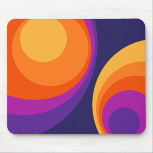 Colorful retro circles design mouse pad