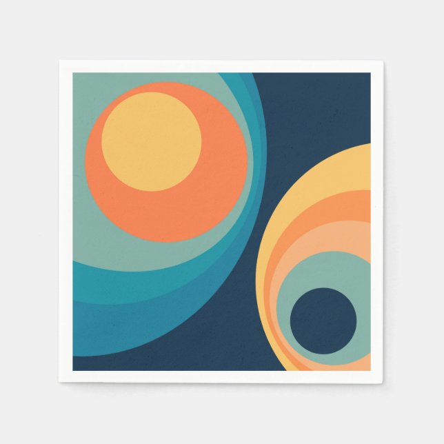 Colorful retro circles design napkins (Front)