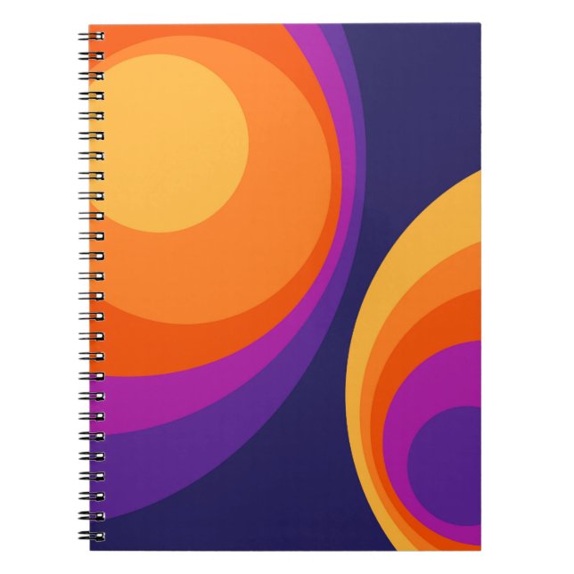 Colorful retro circles design  notebook (Front)