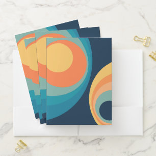 Colorful retro circles design pocket folder