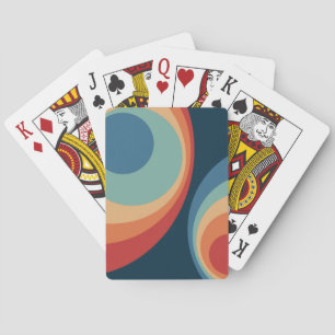Colorful retro circles design poker cards