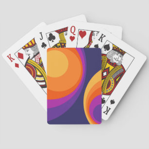 Colorful retro circles design poker cards