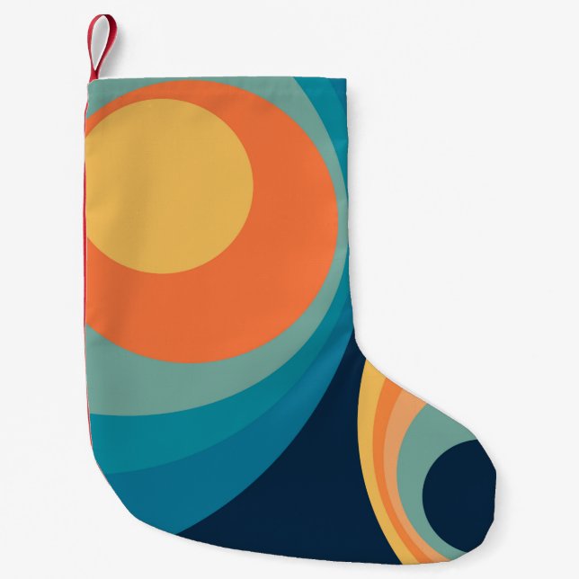 Colorful retro circles design small christmas stocking (Front)