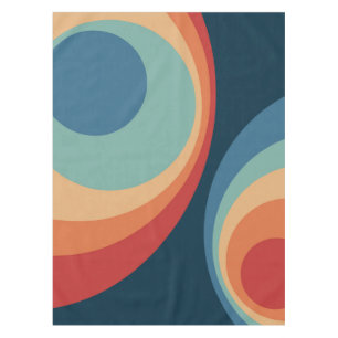 Colorful retro circles design tablecloth