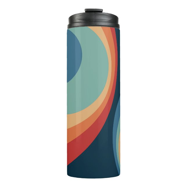 Colorful retro circles design thermal tumbler (Front)