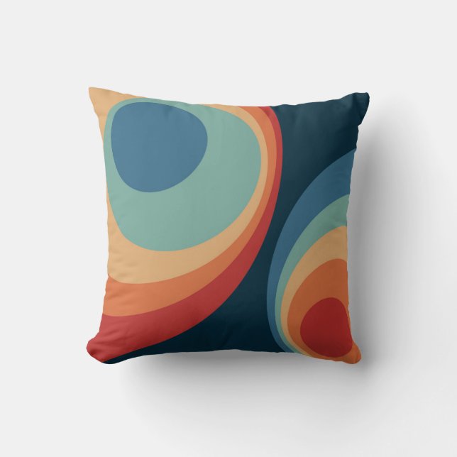 Colorful retro circles design throw pillow (Front)
